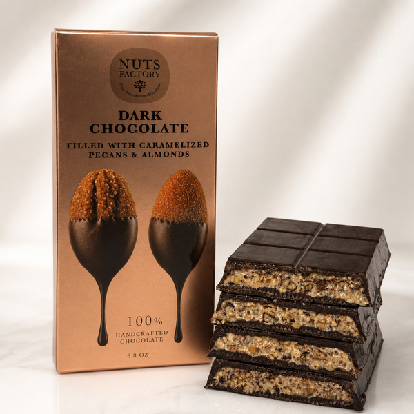 Dubai Dark Chocolate with Caramelized Pecans & Almonds