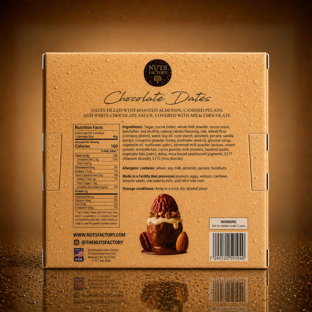 Milk Chocolate Dates - Almonds, Pecans & White Chocolate