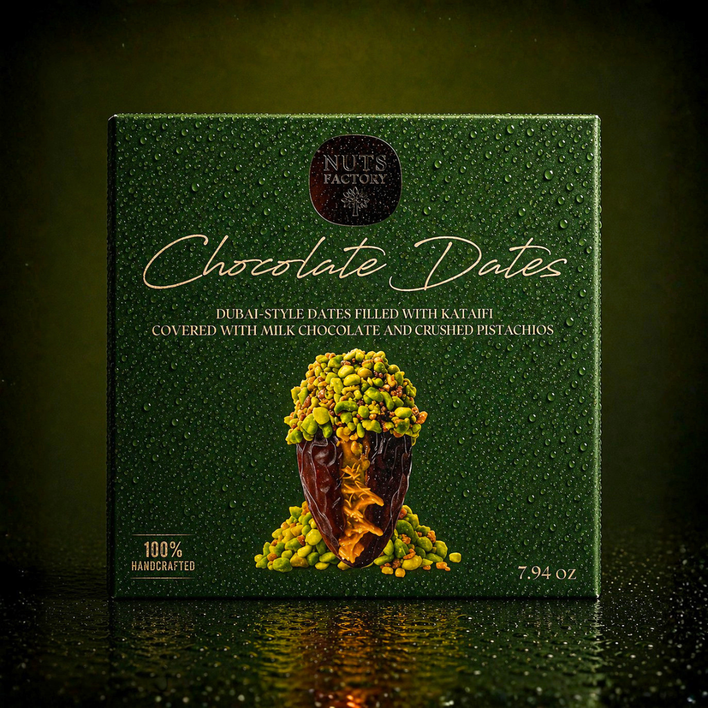 Chocolate Dates - Pistachio Crunch Milk Chocolate Dates