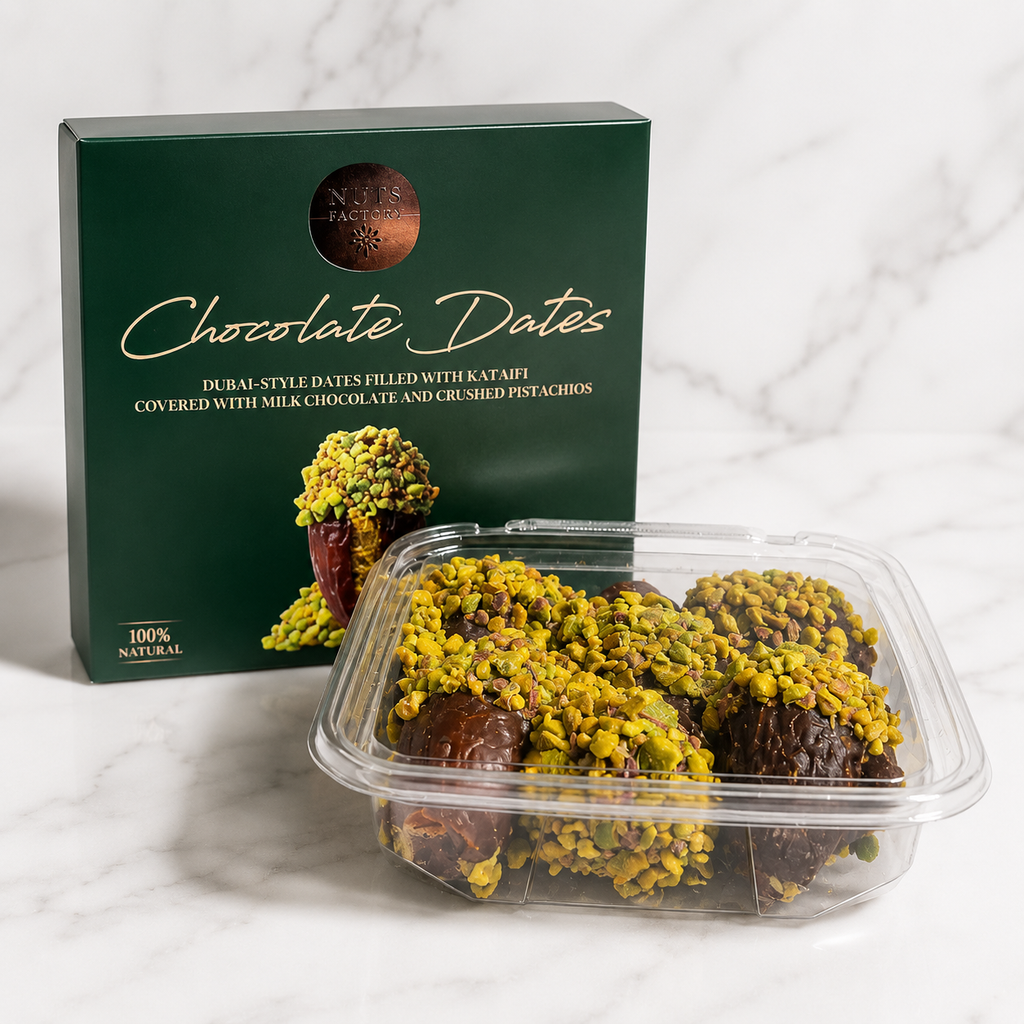 Chocolate Dates - Pistachio Crunch Milk Chocolate Dates
