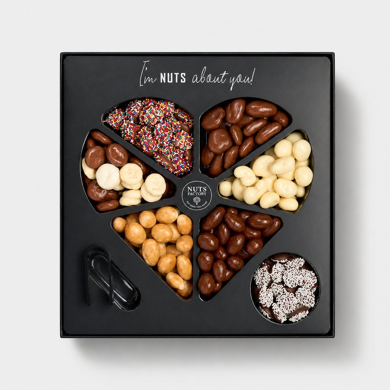 Premium Chocolate Covered Nuts Heart Gift Tray Black Edition
