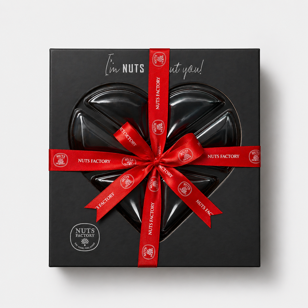 Premium Candied & Flavored Nuts Heart Gift Tray Black Edition