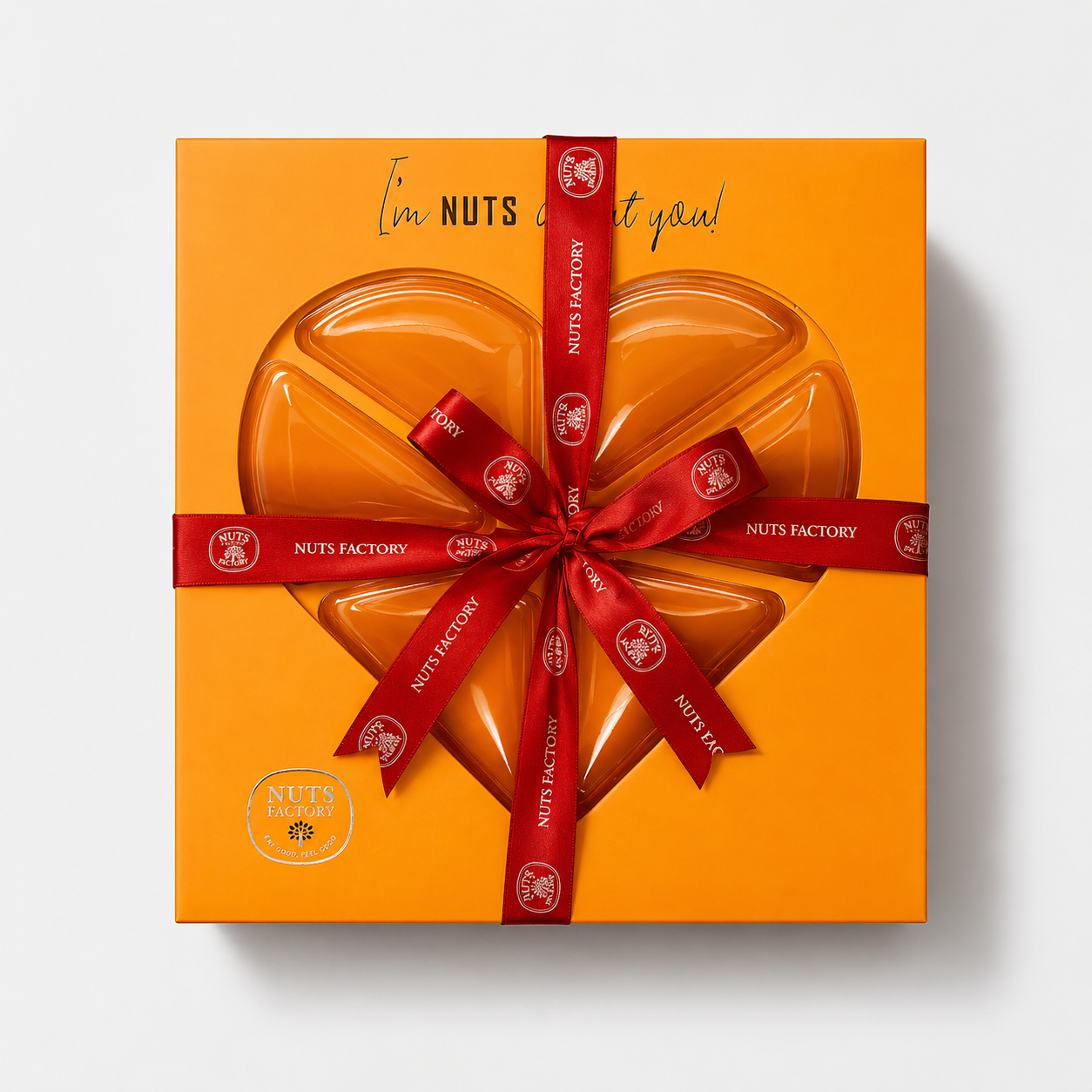 Premium Candied & Flavored Nuts Heart Gift Tray - Orange Edition