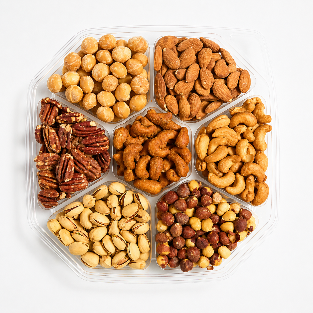 Premium Roasted & Flavored Nuts Gift Box - 7-Section Variety Platter